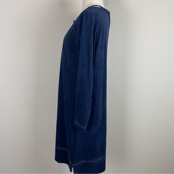 Soft Surroundings Navy Faux Suede Embellished Dress Medium - Picture 5 of 8